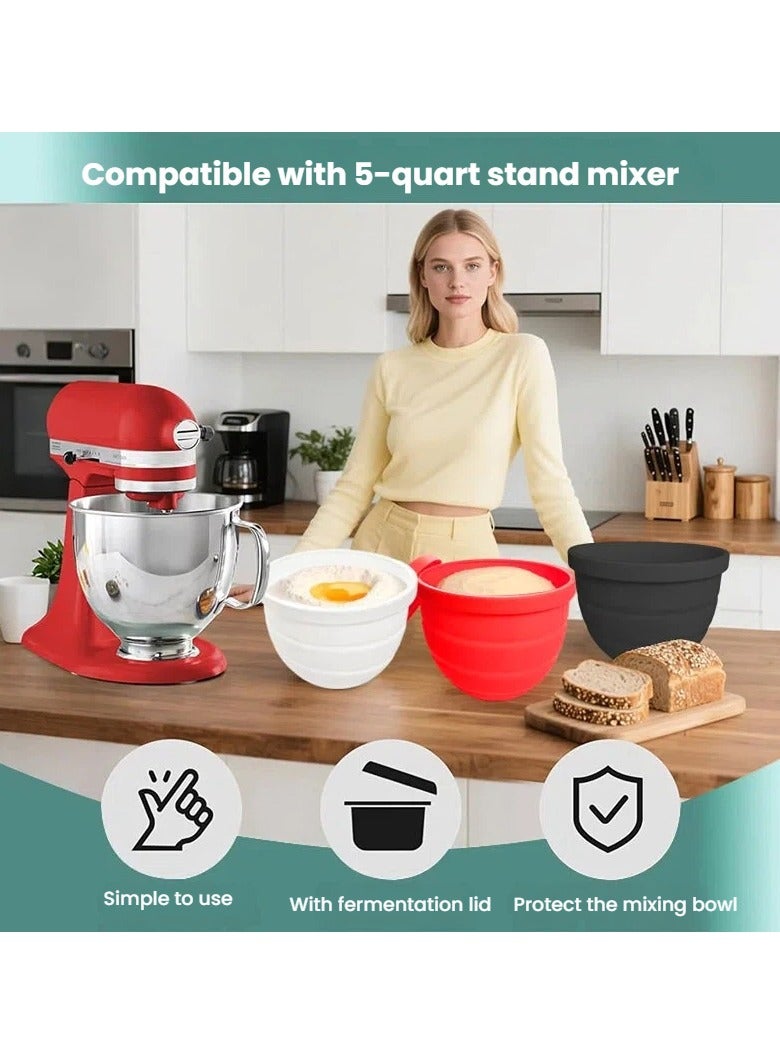 عام **3 قطع بطانات أوعية سيليكون لخلاطات KitchenAid - بطانات قابلة للطي وغير لاصقة مع أغطية، آمنة لغسالة الصحون** - Image 3